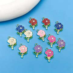 Colorful Rhinestone Flower Alloy Pendants for DIY Jewelry Making