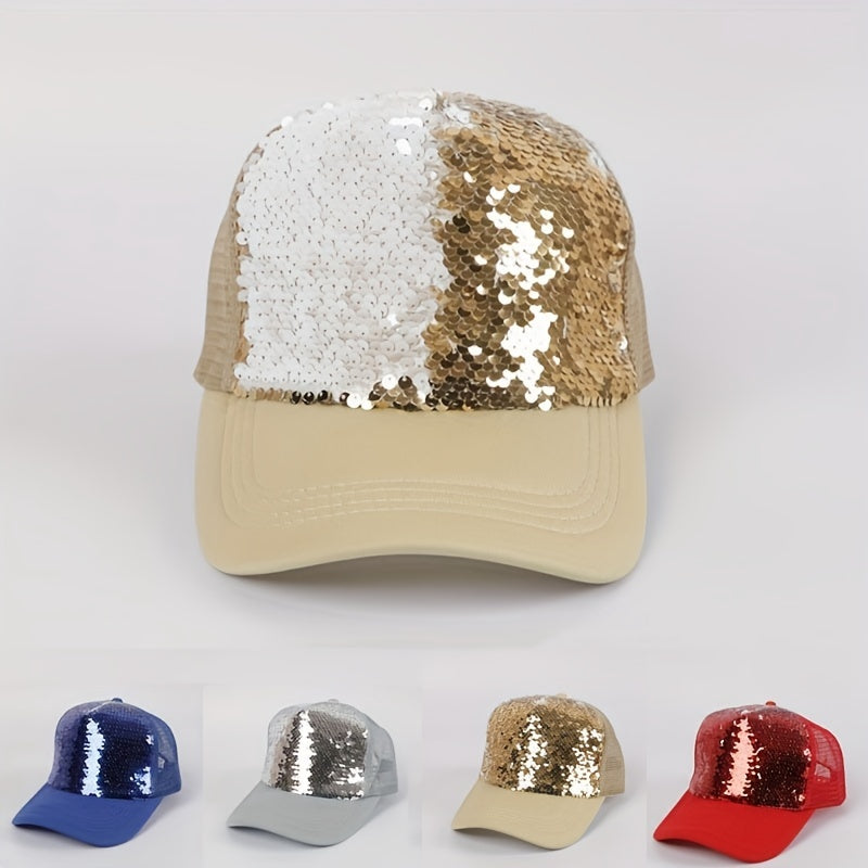 Magic Sequin Cotton Adjustable Summer Mens Peaked Cap