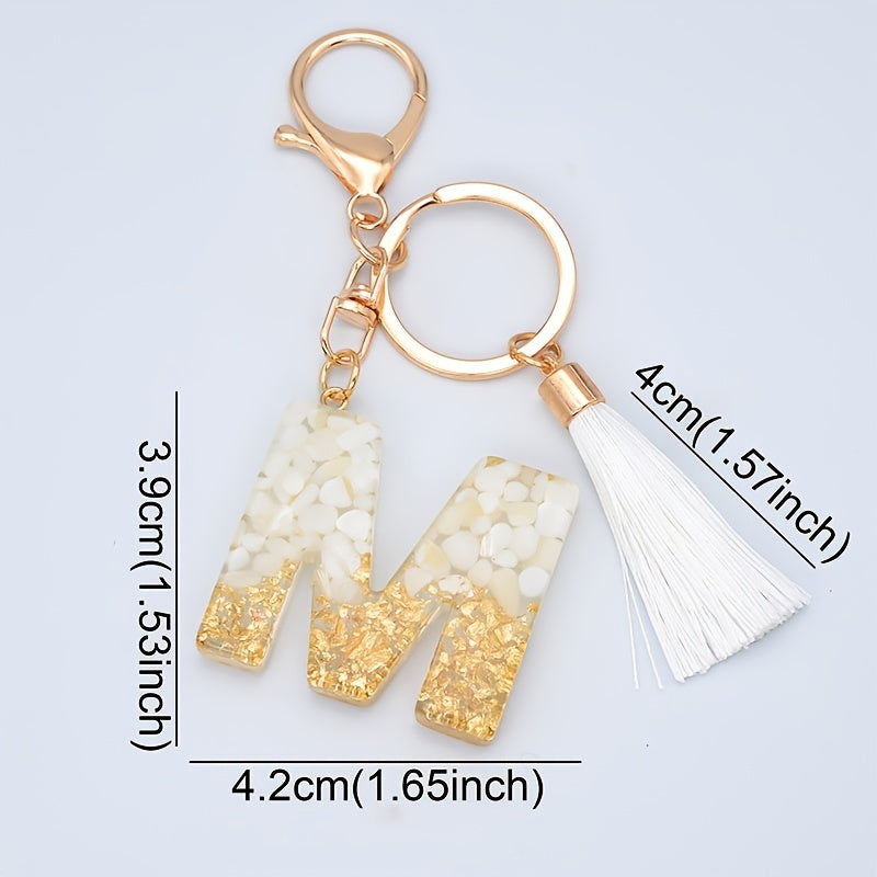 Resin Initial Letter Keychain A Tassel Charm Women Girls