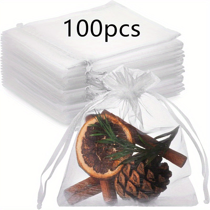 100pcs Organza Jewelry Bags Drawstring Little Mesh Gift Pouches Mini Candy Bags