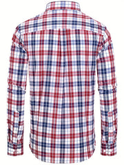 Men's Plaid Long Sleeve Shirt for Spring Autumn