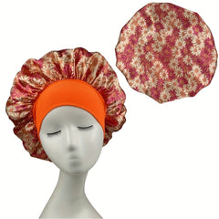 Milk Silk Wide Brim Bonnet Daisy Printed Satin Ladies Hair Cap