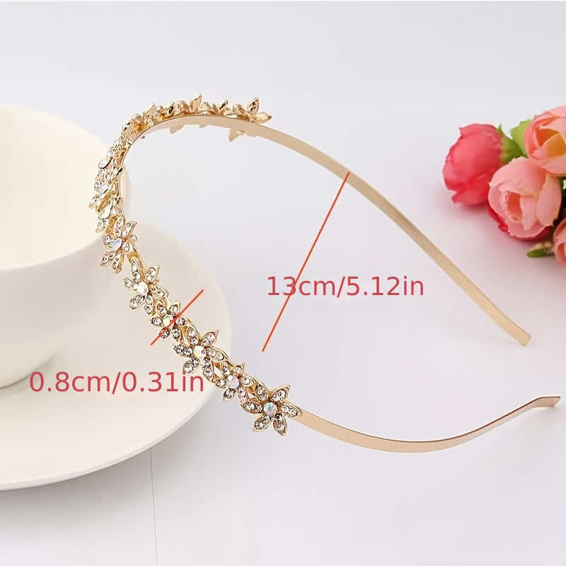 Alloy Rhinestone Flower Hair Hoop Head Jewelry Women Hair Accessories
