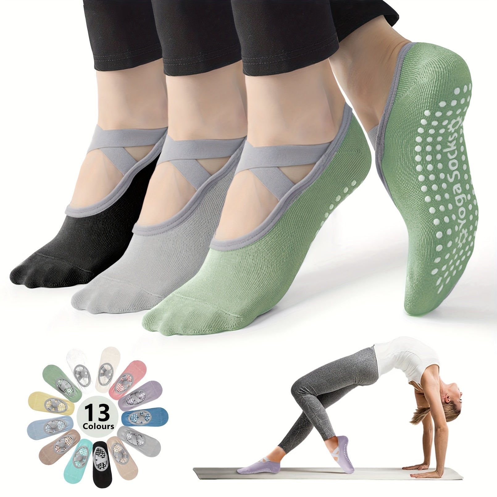 3 Pairs Cross Cut Out Socks Soft Lightweight Low Cut Yoga Socks Women's