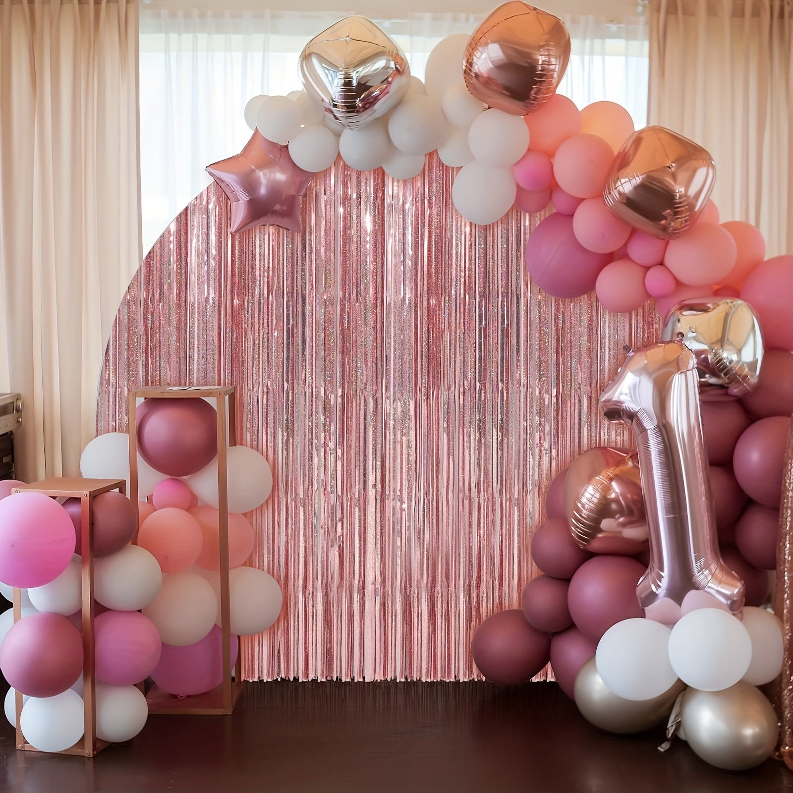1pc 100 58x198 Laser Tassel Backdrop Curtain Metallic Silk Ribbon
