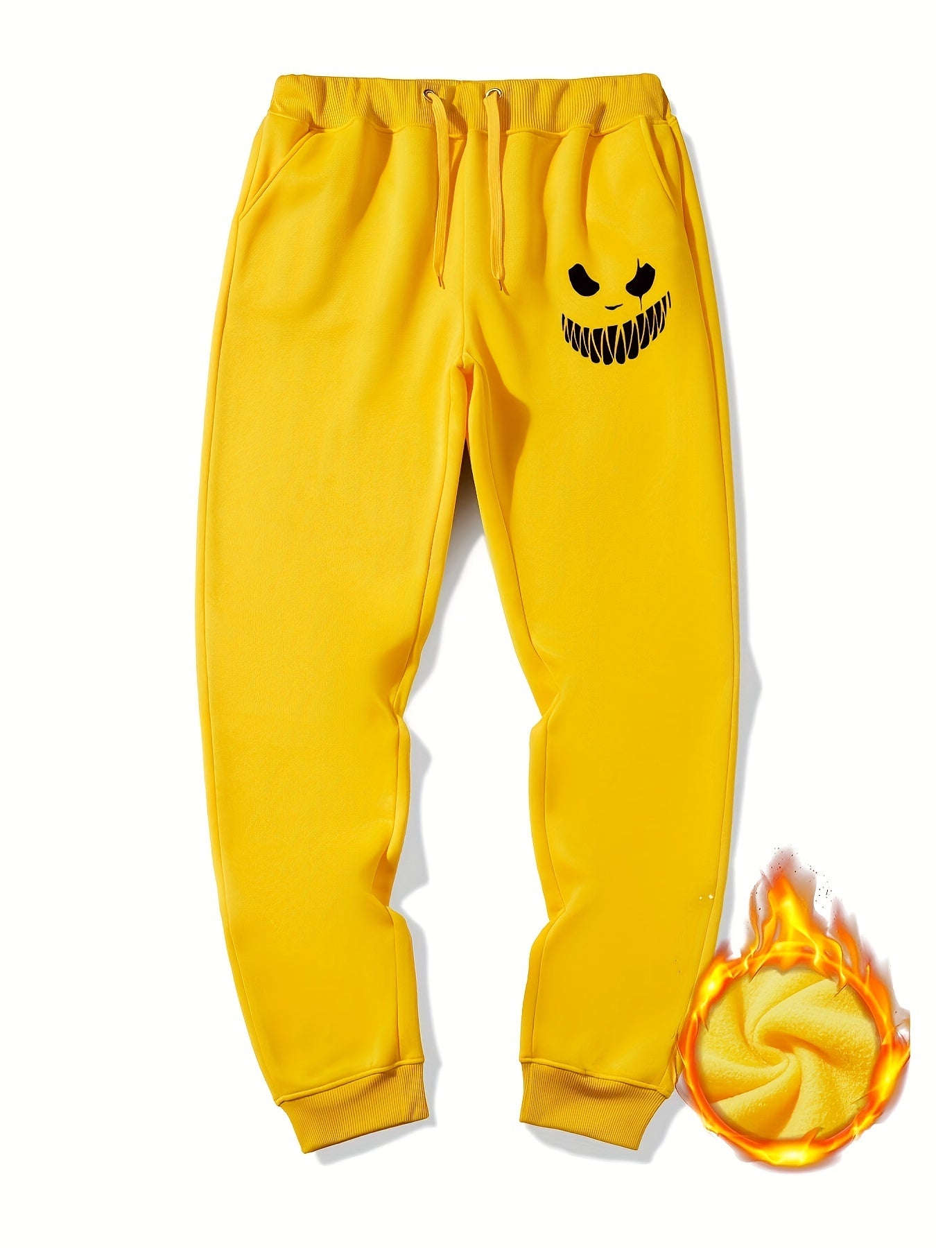 Men s Monster Smile Print Drawstring Fleece Sweatpants