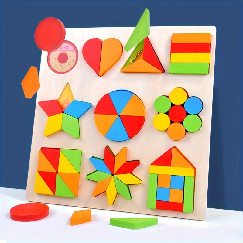 Wooden Shape Matching Board Puzzle Game Educational Learning Toy
