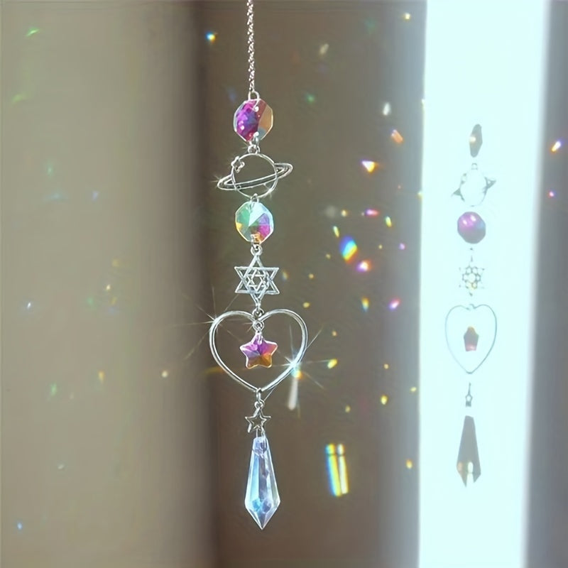 Crystal Wind Chimes Home Garden Decoration Moon Sun Catcher Prism Pendant