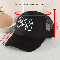 Kids Mesh Sunshade Gamepad Embroidery Baseball Cap