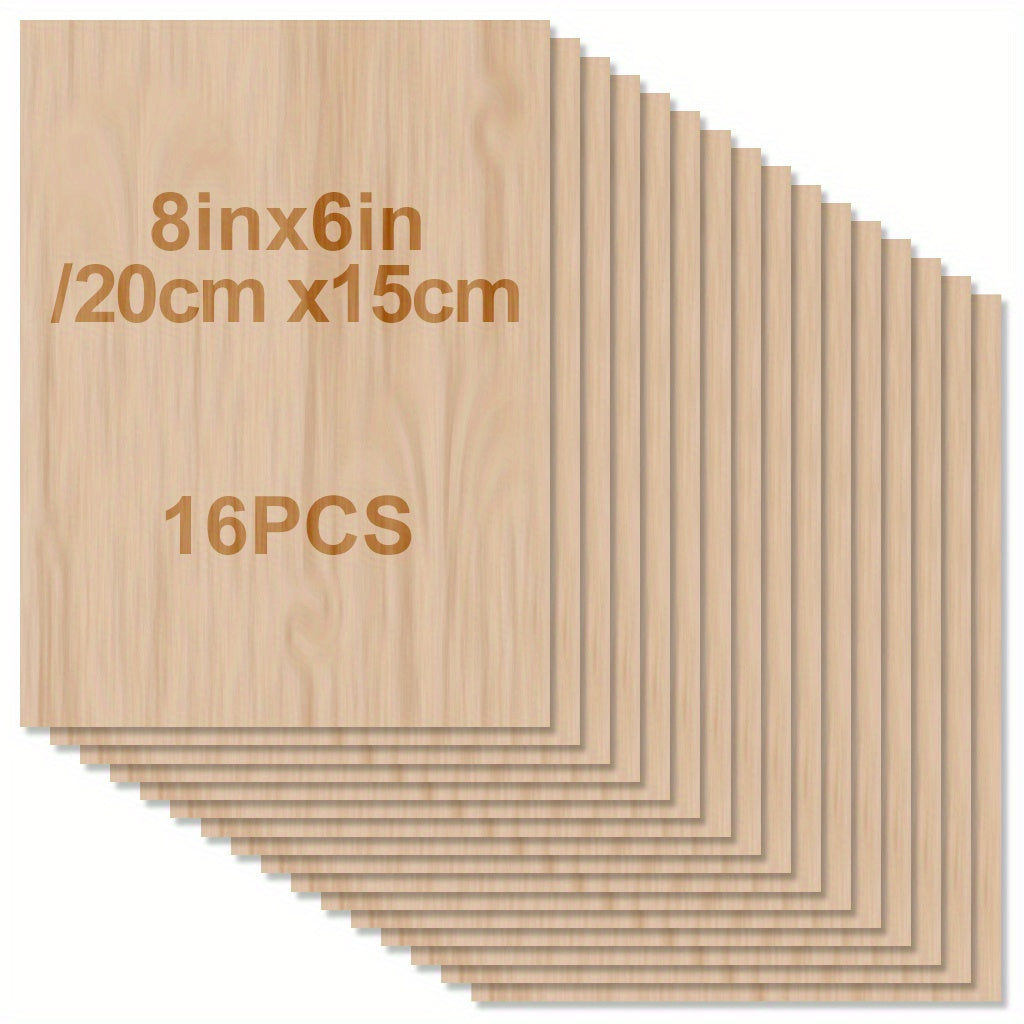 Unfinished Wood Sheets for Crafts 8x6x1.5 Inch 2mm Thick