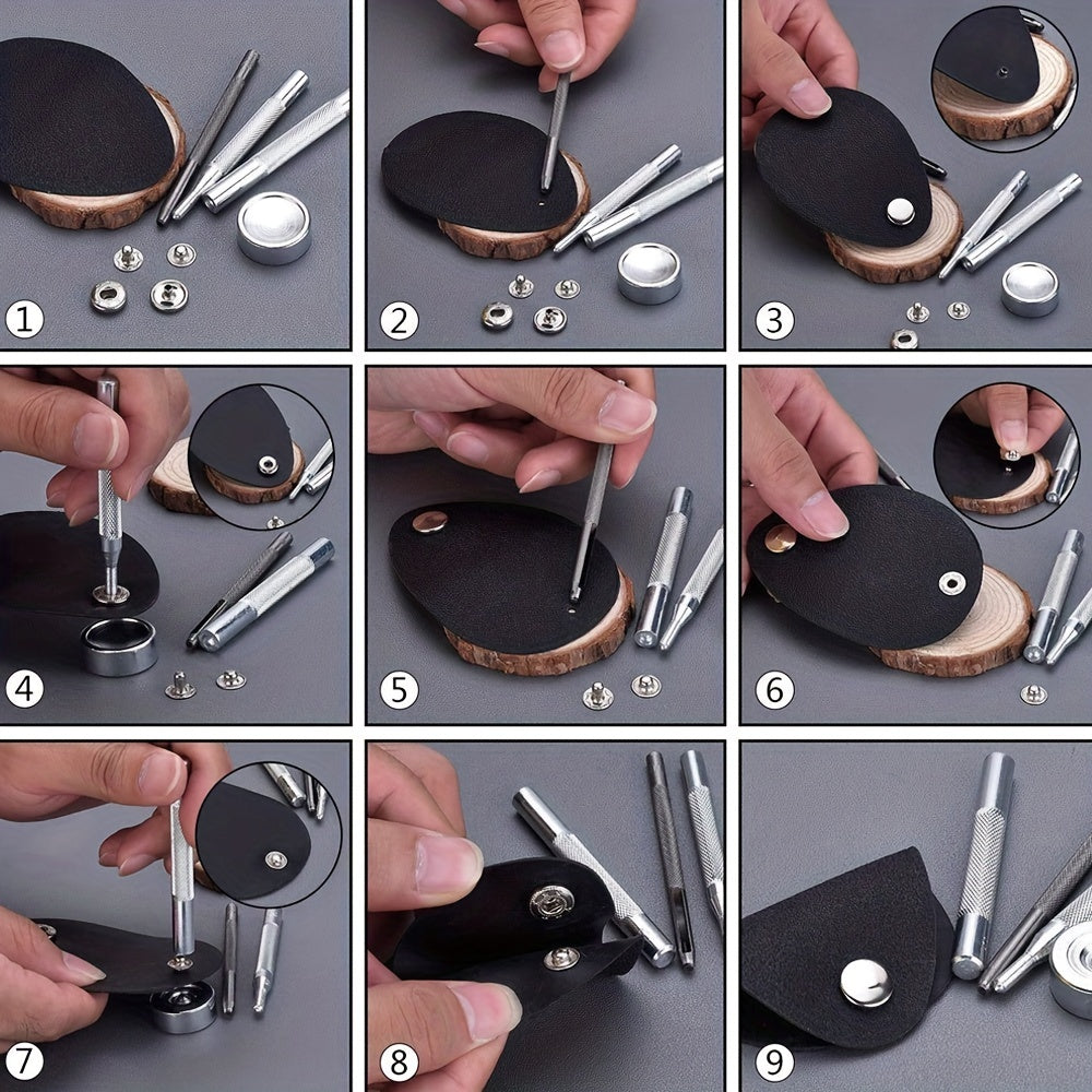 60pcs 15mm Metal Snap Fasteners Kit with Install Tools for Clothes