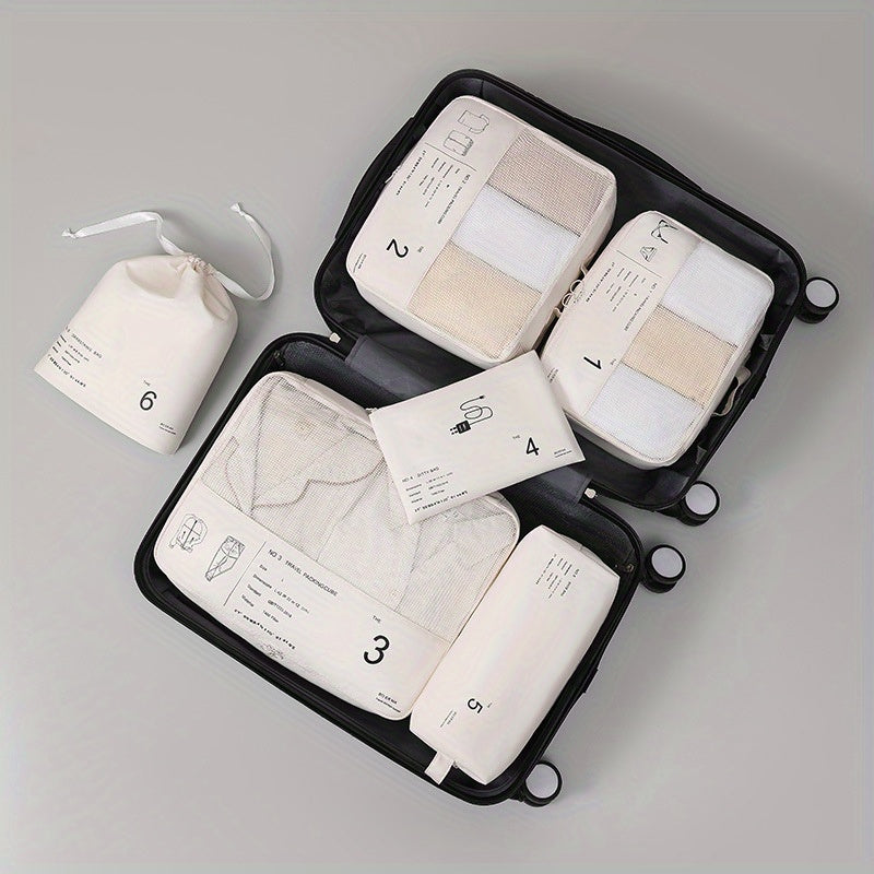 6pc Zipper Travel Storage Bag Mesh Clothing Sort