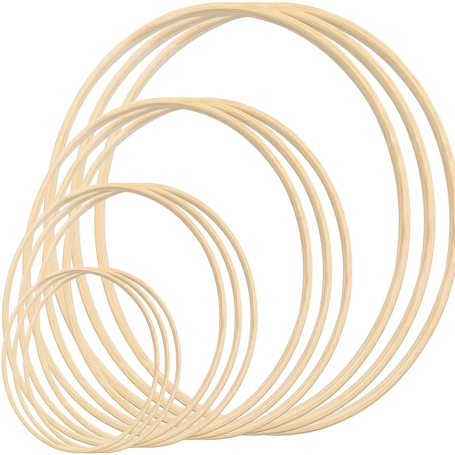 12pcs Wooden Bamboo Circle Dream Catcher Round Wooden Circle Decoration
