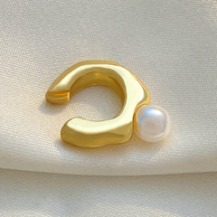 Faux Pearl Decor Ear Cuff Minimalist Style Jewelry