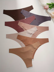 7pcs Seamless Solid Thongs Comfy Intimates Panties Women's Lingerie