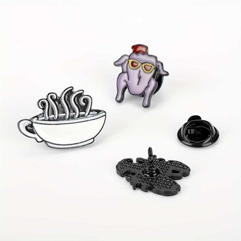Lobster Coffee Turkey Pattern Brooch Badge for Men