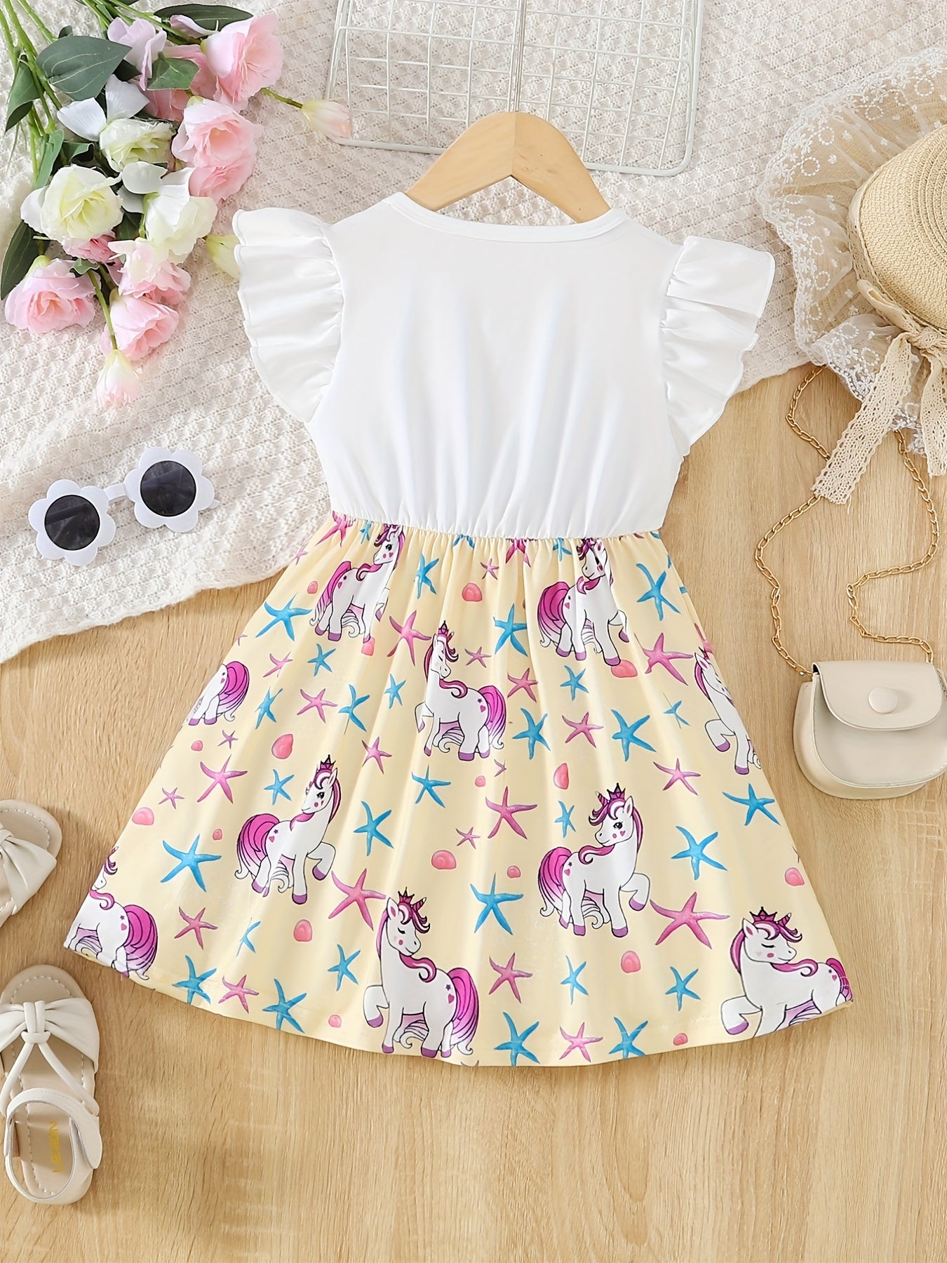Girls Unicorn Skirt Set Sleeveless Outfit