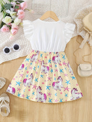 Girls Unicorn Skirt Set Sleeveless Outfit