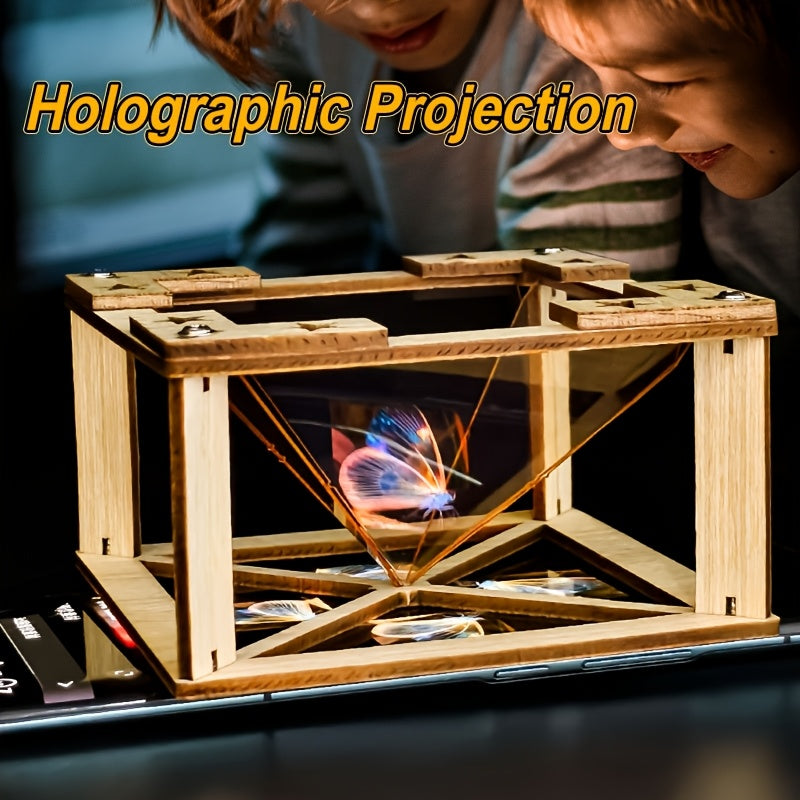 DIY Wooden Holographic Projector Science Kit 3D Invention Crafting