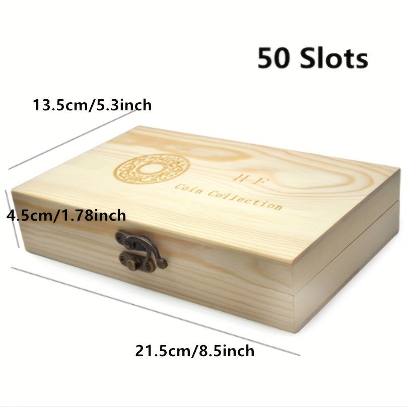 50 100 Slots Coin Collections Wooden Display Case