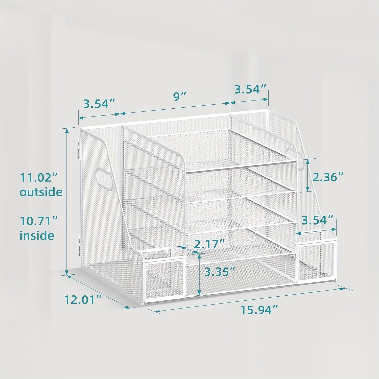 5 Tier Paper Letter Tray Organizer with Journal Clip