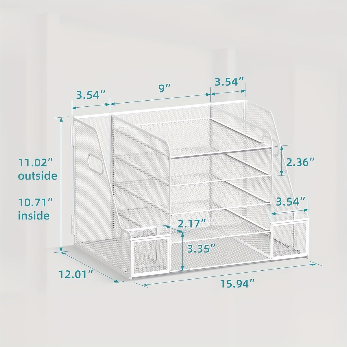 5 Tier Paper Letter Tray Organizer with Journal Clip