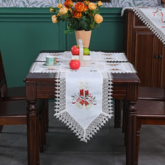 Polyester Christmas Table Runner Red Bell Printed Holiday Decoration