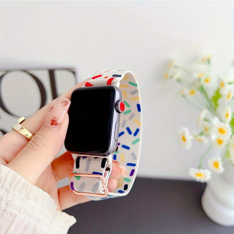 Rainbow Nylon Elastic Smart Watch Strap for Smart Watch