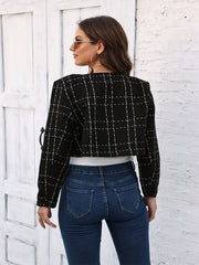Plaid Print Button Front Jacket for Women
