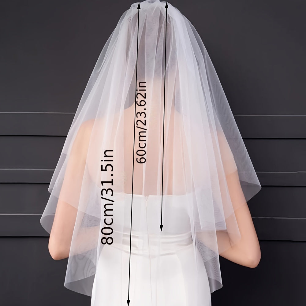 Double Layer Bridal Veil Sheer Polyester Yarn with Metal Comb