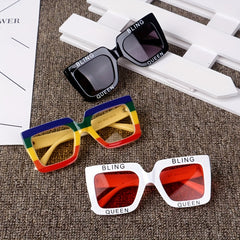 Girl's Large Frame Letter Decorated Outdoor Sunglasses