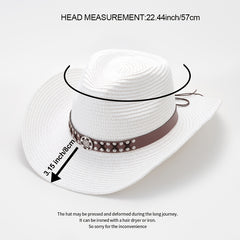 Straw Sun Visor Hat with Belt Decor for Women