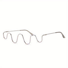 Rhinestone Decor Lensless Glasses Wavy Glasses Frame Stylish Photo Prop