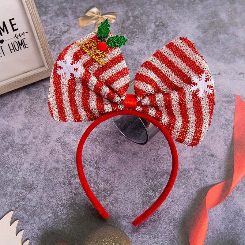 Colorful Bow Decor Headband Snowflake Hair Band Sequin Head Hoop