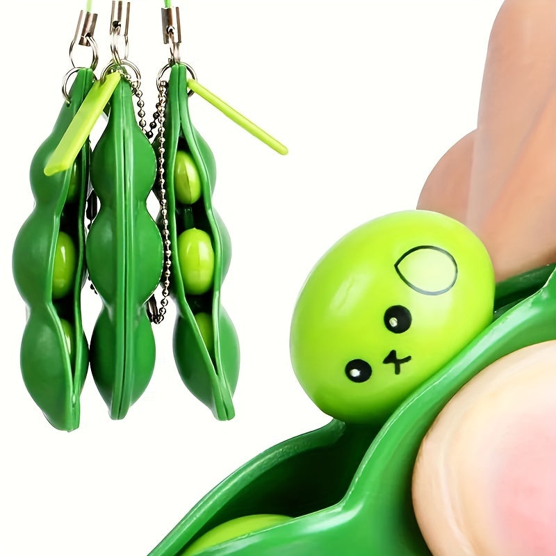 Pea Pod & Peanut Fidget Toy Keychain Stress Relief Key Ring Gift