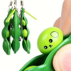 Pea Pod & Peanut Fidget Toy Keychain Stress Relief Key Ring Gift