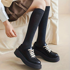 5 Pairs Solid Calf Socks Slim Knee High Socks Women's Stockings