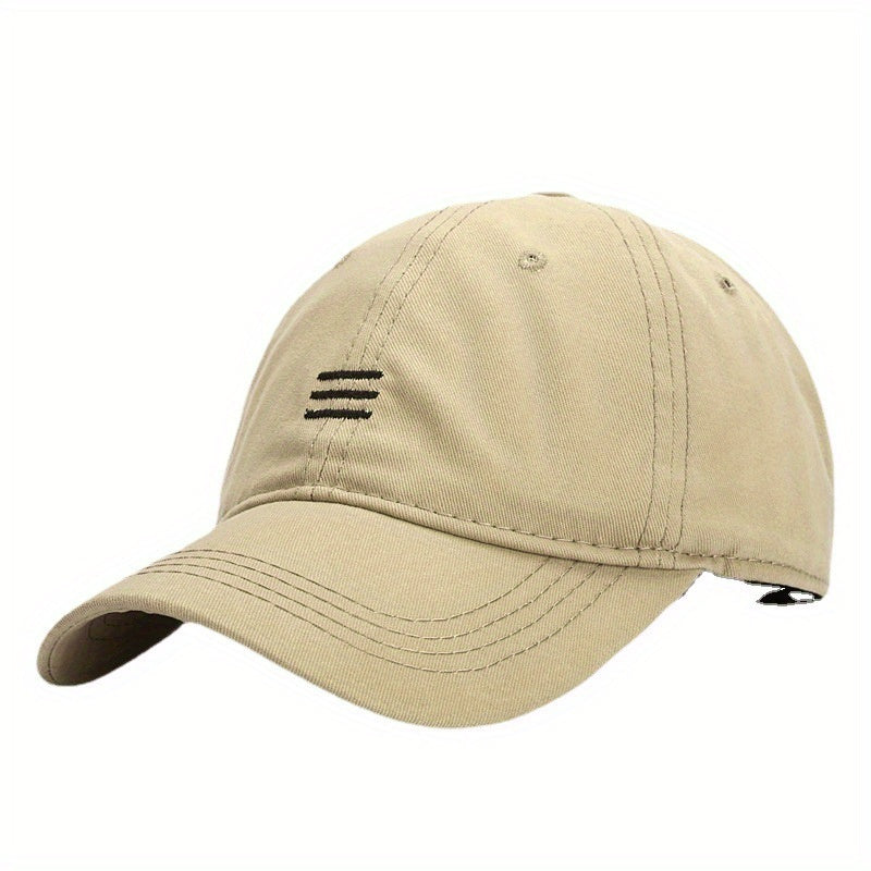 Three Stripe Embroidery Baseball Cap Solid Cotton Sun Hat Casual Dad Hats