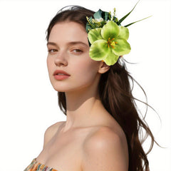 Tropical Hawaiian Flower Hair Clips - Orange & Yellow Floral Barrettes
