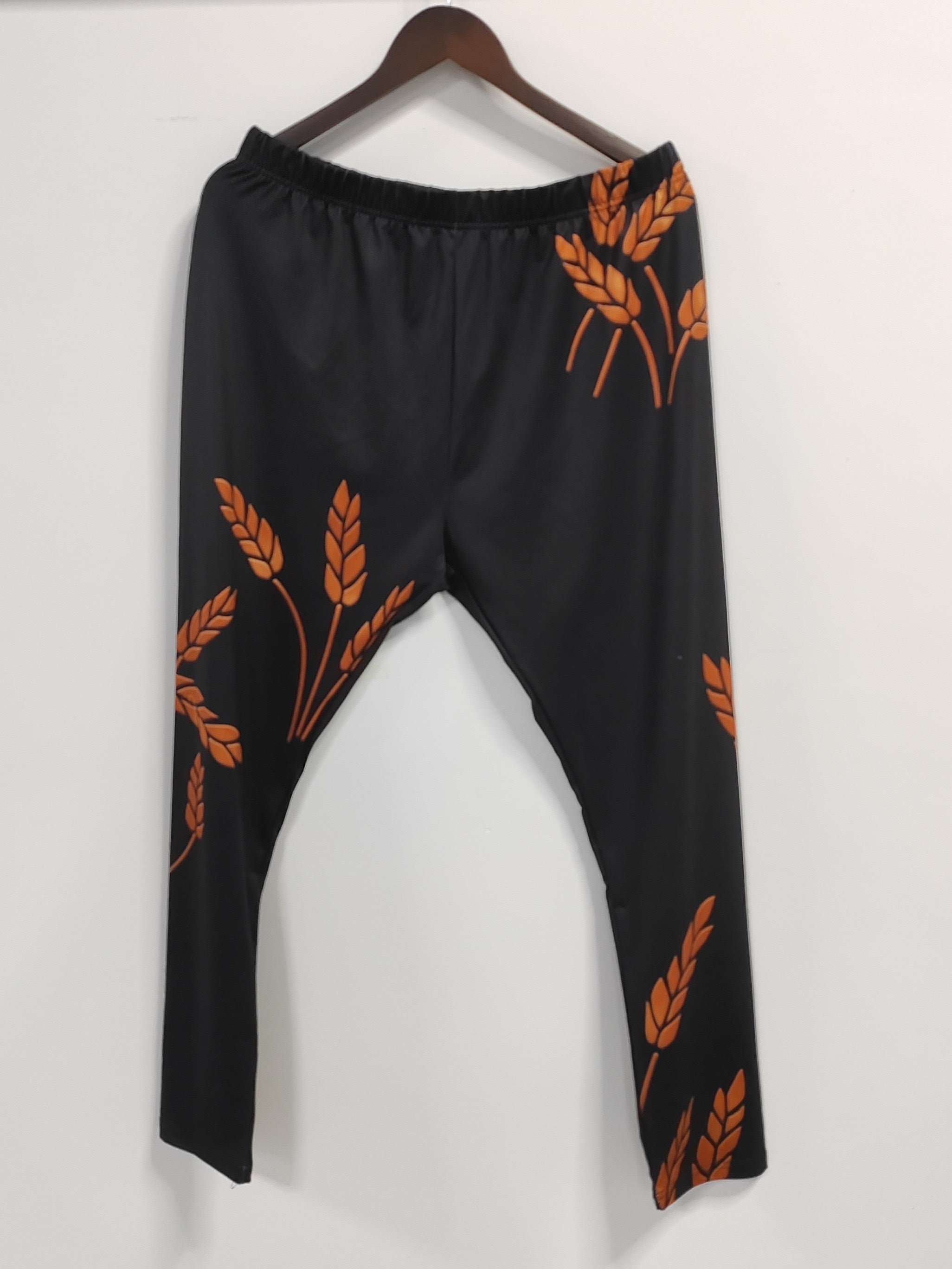  Casual Leggings Women's Plus Ears Of Rice Print High Rise Leggings