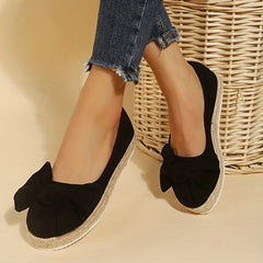 Women's Bowknot Espadrille Loafers Slip On Platform Shoes