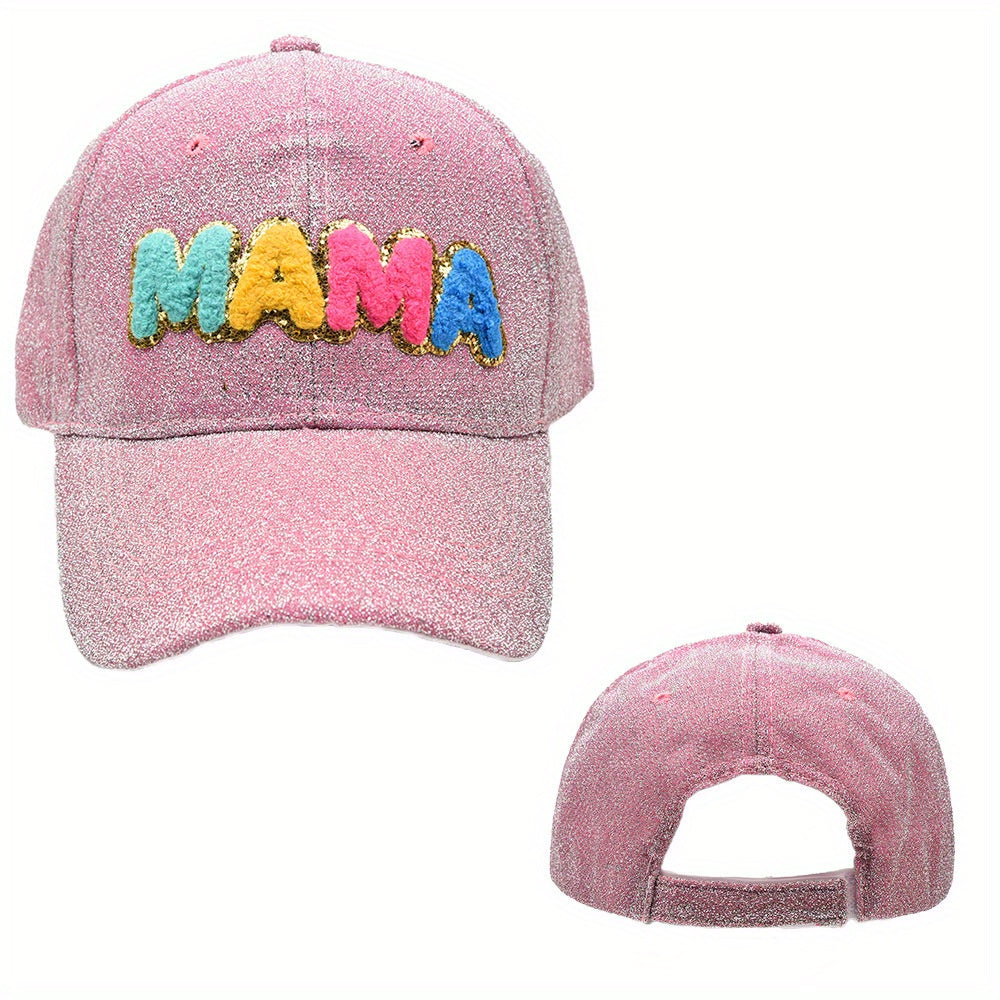 Mama Patch Glitter Baseball Cap Colorful Sunshade Dad Hats