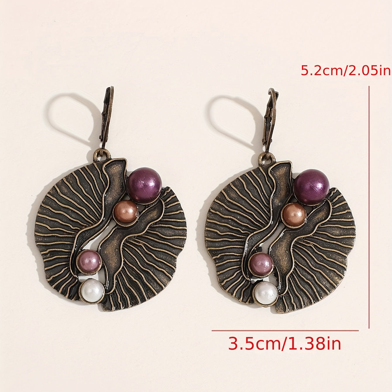 Exaggerated Shell Fan Earrings with Faux Pearls