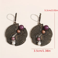 Exaggerated Shell Fan Earrings with Faux Pearls