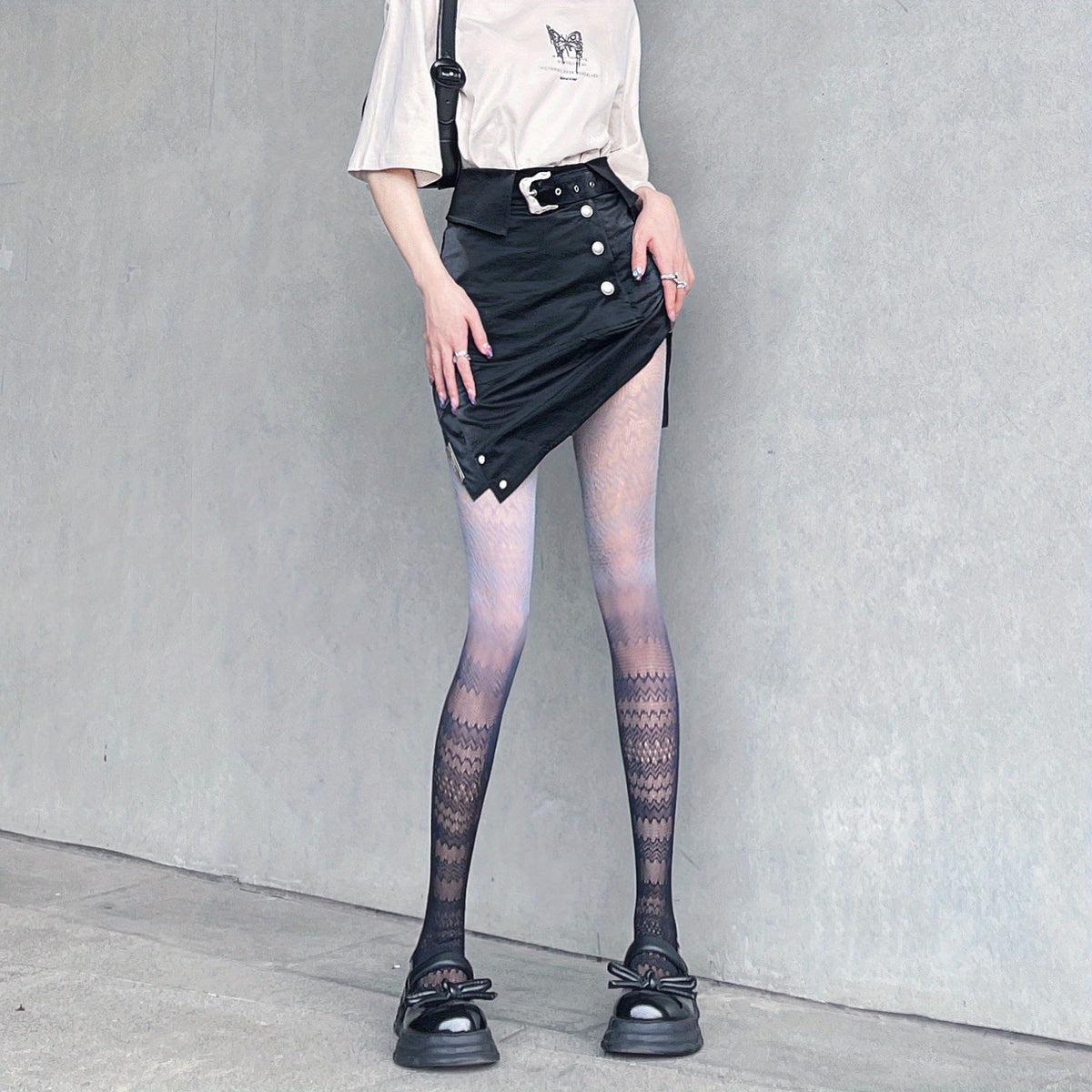 Ombre Jacquard Tights High Waist Mesh Pantyhose