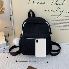 Mini Bubble Ruched Backpack Letter Patch School Bag Lightweight Daypack