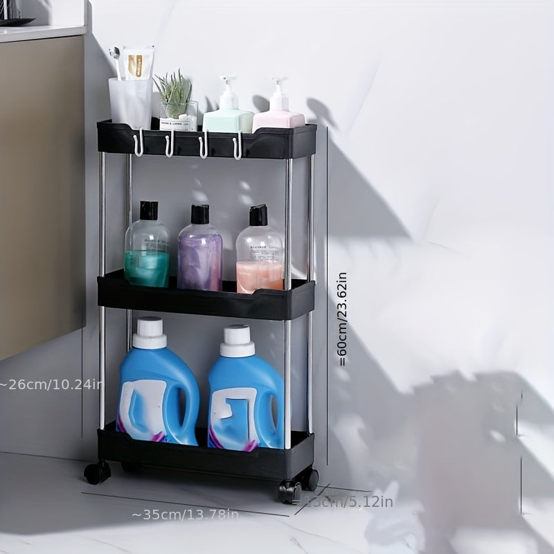 3-Tier Rolling Cart Stroller Shelf for Narrow Spaces