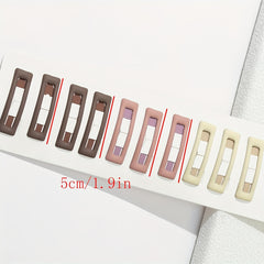 10pcs Rectangle Hair Clips Girls Metal Snap Barrettes Decorative Hairpins