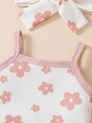 3pcs Baby Girls Floral Onesie & Shorts Set