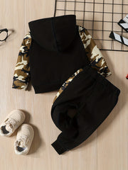 Camouflage Block 2pcs Outfit Toddler Baby Boys Hoodie Pants Set